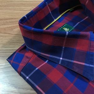 Robert Talbott Blue & Red Plaid LS Button Up Shirt